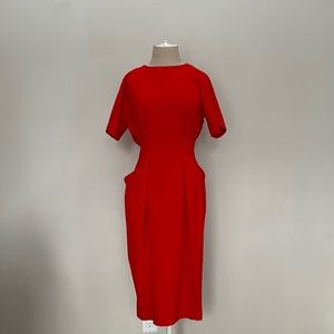 ASOS retro style hot red dress with pockets.